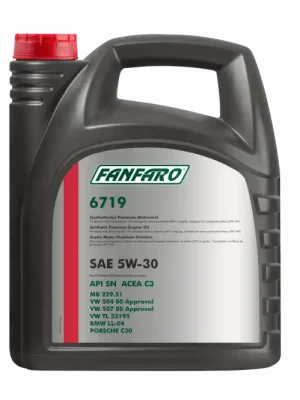 Motorový olej FANFARO 5W-30 5L pro vozy Audi, Škoda a Seat FF6719-5 Nízká Cena