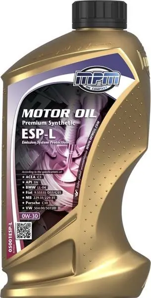 Motorový olej MPM Premium Synthetic ESP-L 0W30 1L 05001ESP-L Nakupujte Hned