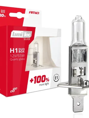 Nejlepší Volba Amio 01401 Žárovka Halogenová duo blistr LumiTec +100% H1 12V 55W 2Ks