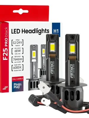 Amio 04717 LED žárovky hlavního svícení Série F25 PRO BLACK FULL CANBUS H1 68W 12V 24V Levný
