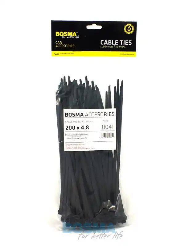 Časově Omezené Bosma 0041 Stahovací pásky 4,8x200mm černá 100Ks