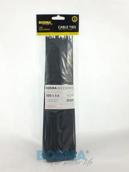 Bosma 4704 Stahovací pásky 3,6x300mm 100 Ks, černé Speciální Cena