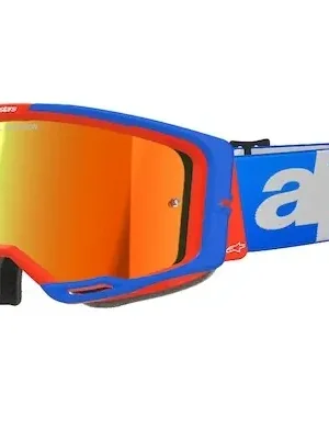 Dokud Zásoby Vydrží brýle VISION 8 WORDMARK, ALPINESTARS (modrá/oranžová, zrcadlové červené plexi) 2025