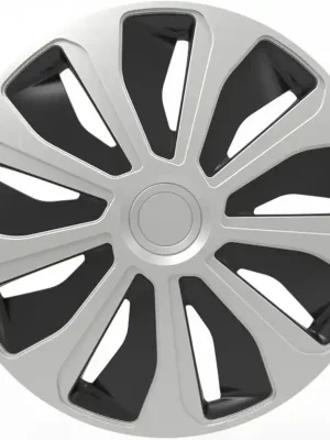 Finální Výprodej Ozdobné kryty kol / poklice 15 palců - Platin Silver Black - sada 4ks
