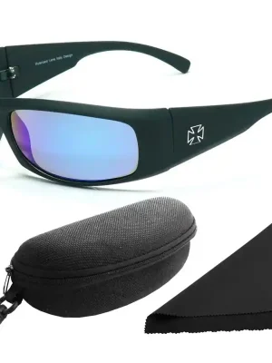 Brýle sluneční Polarized 77 - obroučky černé / skla modrá zrcadlová / polarizační skla / pouzdro a utěrka Dokud Zásoby Vydrží