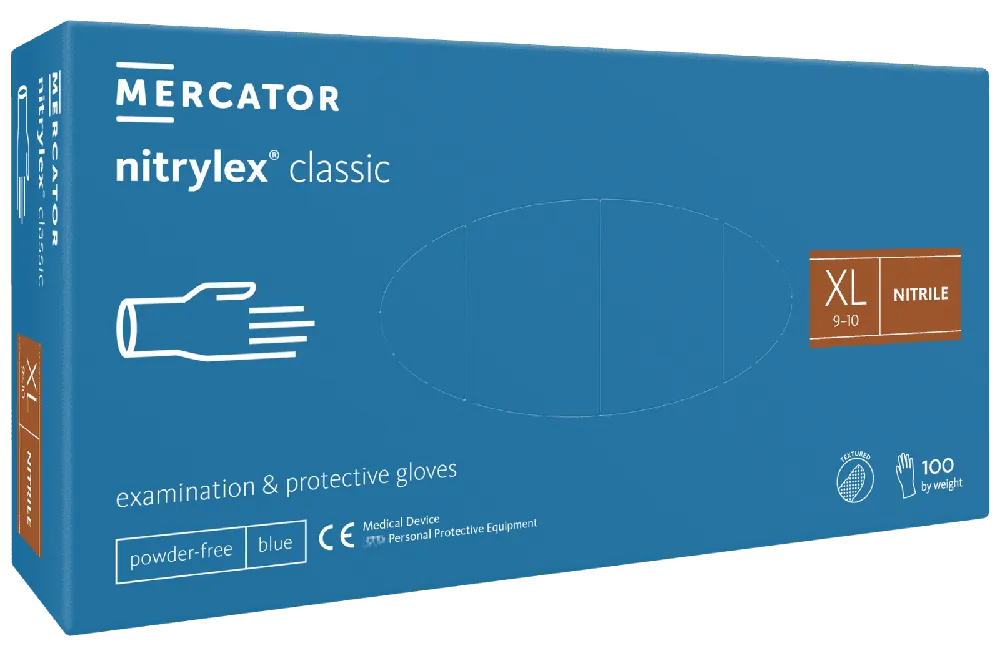Top Prodej Mercator Nitrylex classic textured - nepudrované rukavice velikost XL 100Ks