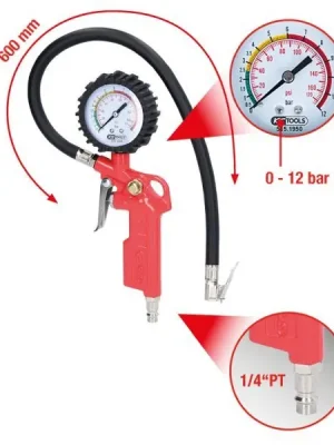 KS Tools Pneumatický měřič tlaku v pneumatikách a hustící zařízení, 0–11 bar 515.1950 Levný