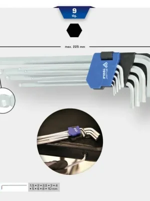 Hit Sezóny Brilliant Tools BT045019 Souprava úhlových imbusových klíčů, 9dílná, vnitřní šestihran, dlouhé