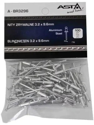 ASTA A-BR3296/100, Trhací nýty hliník-ocel s plochou hlavou 3,2×9,6 mm | spojovací materiál Vysoce Kvalitní