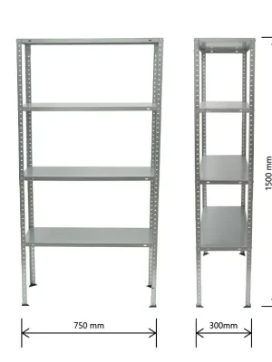 Matabro MB-SH04, Celokovový policový regál | 4 police | 750 x 300 x 1500 mm Nejlepší Cena