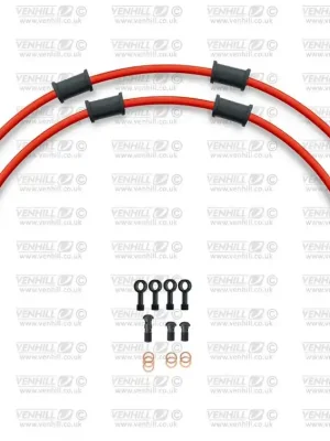 Hadice přední brzdy sada Venhill POWERHOSEPLUS HON-4007FB-RD (1 hadice v sadě) červené hadice, černé koncovky Hit Sezóny
