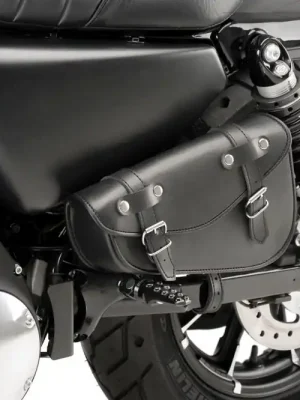 Originální Kožená sedlová brašna CUSTOMACCES DETROIT AP0003N černý levý