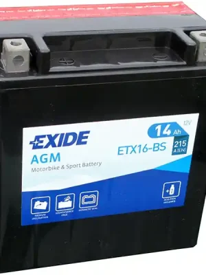 Vysoce Kvalitní Motobaterie Exide Bike AGM 12V, 14Ah, ETX16-BS