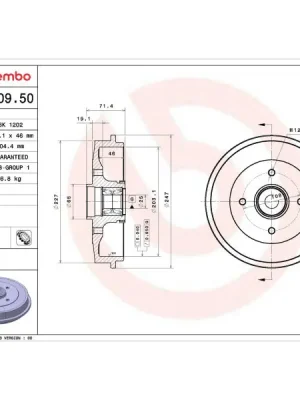 Vysoce Kvalitní Brzdový buben BREMBO 14.E309.50