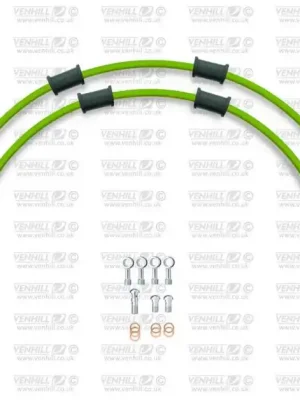Značkový RACE Hadice přední brzdy sada Venhill POWERHOSEPLUS APR-2002FS-GR (2 hadice v sadě) zelené hadice, nerezové koncovky