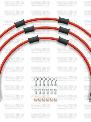 STANDARD Hadice přední brzdy sada Venhill POWERHOSEPLUS SUZ-7007F-RD (3 hadice v sadě) červené hadice, chromové koncovky Horká Nabídka