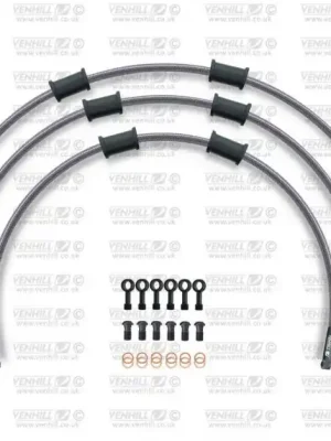 Akční Cena STANDARD Hadice přední brzdy sada Venhill POWERHOSEPLUS TRI-12001FB (3 hadice v sadě) Průhledné hadice, černé koncovky