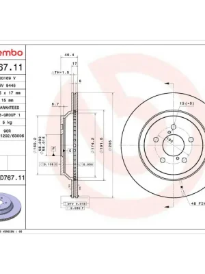 Omezená Nabídka Brzdový kotouč BREMBO 09.D767.11