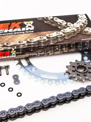 Cenová Bomba Řetězová sada EK PREMIUM EK + JT STF-301-215 se zlatým řetězem řady MVXZ2 -absolutní TOP kvalita
