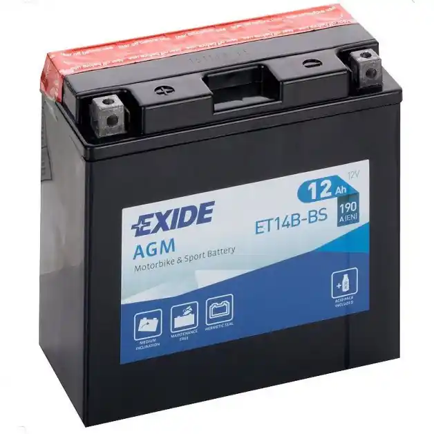 Top Prodej Motobaterie Exide Bike AGM 12V, 12Ah, ET14B-BS