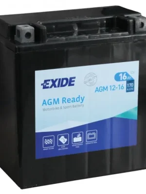 Vysoce Kvalitní Motobaterie Exide Bike AGM Ready 12V, 16Ah, AGM12-16