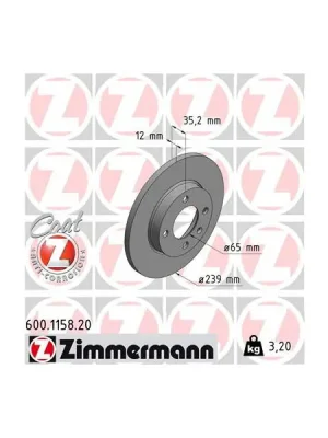 Autentický Brzdový kotouč ZIMMERMANN 600.1158.20