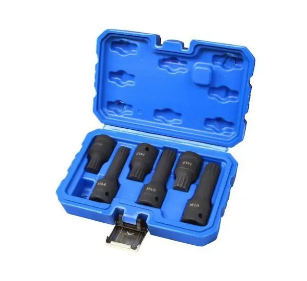 Hlavice rázové zástrčné 1/2" XZN(spline) M14, M16, M18, sada 6ks MAR-POL Přímo Od Výrobce
