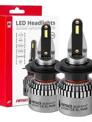 Novinka LED žárovky hlavního svícení K3 H7/H18 12V 6000K canbus AMIO-03683