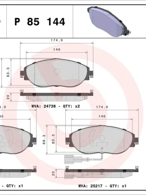 Sada brzdových destiček, kotoučová brzda BREMBO P85144 Značkový
