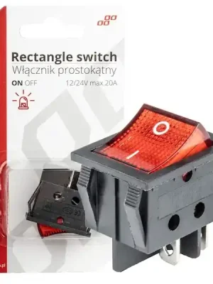 Aktuální Obdélníkový vypínač 12/230V (s červeným podsvětlením) BU02