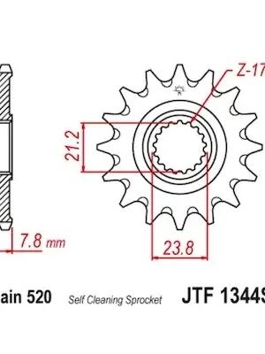 řetězové kolečko pro sekundární řetězy typu 520, JT (13 zubů) Top Prodej