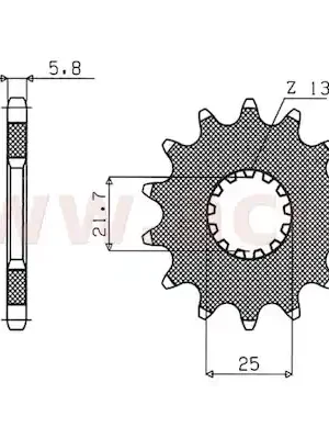 Pouze Dnes řetězové kolečko pro sekundární řetězy typu 520, SUNSTAR (15 zubů)