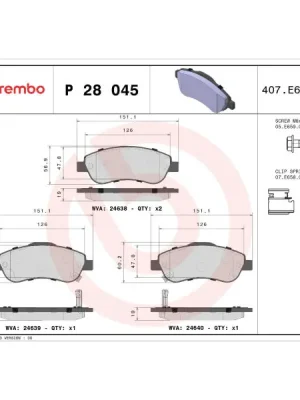 Sada brzdových destiček, kotoučová brzda BREMBO P 28 045 Akce