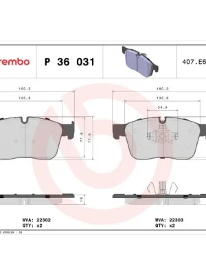 Doprava Zdarma Sada brzdových destiček, kotoučová brzda BREMBO P 36 031