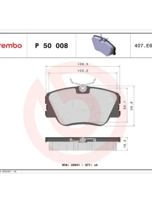 Novinka Sada brzdových destiček, kotoučová brzda BREMBO P 50 008