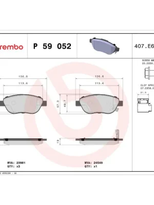 Sada brzdových destiček, kotoučová brzda BREMBO P 59 052 Horká Nabídka
