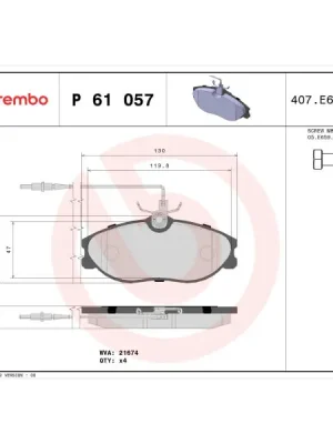 Nejlepší Cena Sada brzdových destiček, kotoučová brzda BREMBO P 61 057