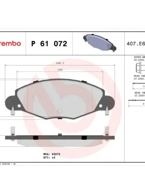 Sada brzdových destiček, kotoučová brzda BREMBO P 61 072 Dokud Zásoby Vydrží