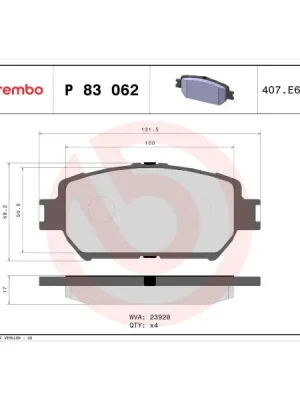 Akce Sada brzdových destiček, kotoučová brzda BREMBO P 83 062