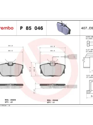 Sada brzdových destiček, kotoučová brzda BREMBO P 85 046 Cenová Bomba