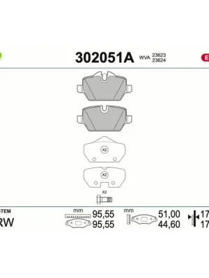 Sada brzdových destiček, kotoučová brzda VALEO 302051A Super Cena