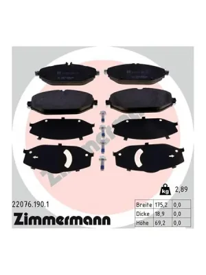 Nejprodávanější Sada brzdových destiček, kotoučová brzda ZIMMERMANN 22076.190.1