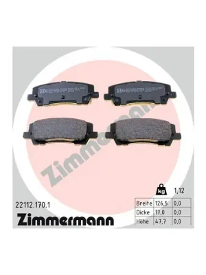 Sada brzdových destiček, kotoučová brzda ZIMMERMANN 22112.170.1 Autentický