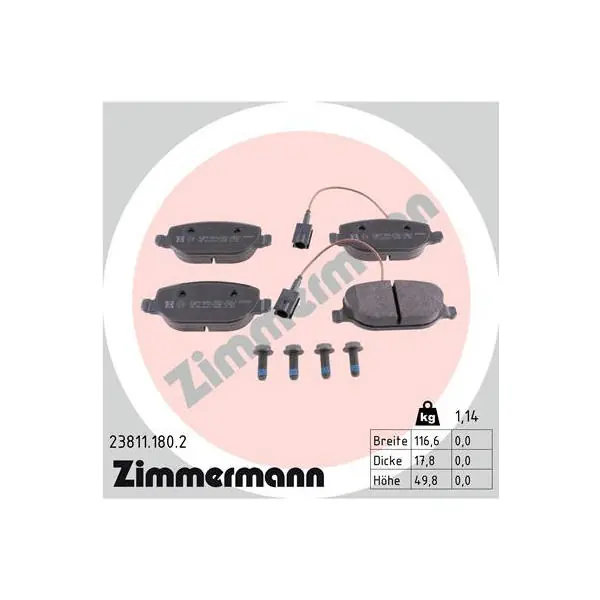 Cenový Hit Sada brzdových destiček, kotoučová brzda ZIMMERMANN 23811.180.2