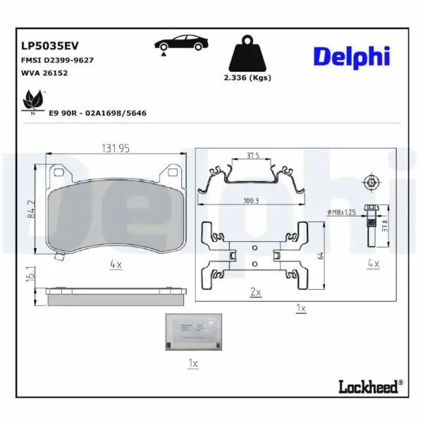 Sada brzdových destiček, parkovací brzda DELPHI LP5035EV Kup Teď
