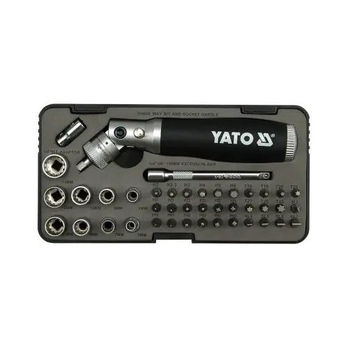 Yato Šroubovák ráčnový kloubový s příslušenstvím 42 ks box YT-2806 Poslední Šance